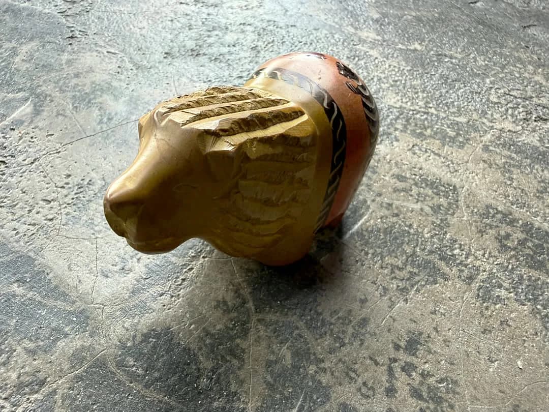 Lion Head Figurine - Golden Brown - photo 1